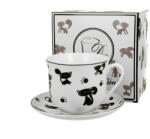 Duo Gift Porceláncsésze+alj, 450ml, dobozban, Koty Czarne