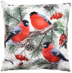 Clayre & Eef Textil párnahuzat 45x45cm, 100% polyester, madarak fenyőágon - perfectodekor