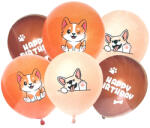  Kawaii Corgi kutyás Happy Birthday szülinapi gumi lufi 30cm, 6db-os