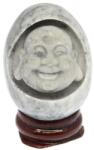  Piatra Naturala Onix Alb Ou cu Buddha Sculptat 48x35 mm - Unicat