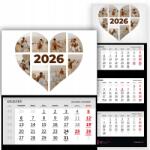  Háromrészes naptár 2026 Irodai év Függő Fali Fotók Szív Wz (Kalendarz 2026 RokZdjęcia Serce Wz)