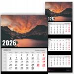  Háromrészes Fali Naptár 2026 Irodai Év Természet Hegyek Mix Minták (Kalendarz Naścienny 26 Góry Wzory)