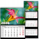  Háromrészes naptár 2026 Havi Irodai Fali Liliom Minták (Kalendarz 2026 Kwiaty Lilia Wz)