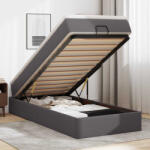 vidaXL Ottomán ágykeret matraccal Szürke 90x200cm műbőrrel (3311019)