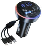 Treqa MP3 18W Autós MP3 Lejátszó és Töltő - 3 az 1-ben kábel, FM transzmitter