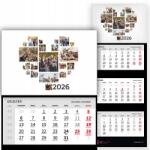  Háromrészes naptár 2026 Irodai év Függő Fali Szív Fotók Wz (Kalendarz 2026 RokSerce Zdjęcia Wz)