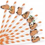  Papír Szívószál Szülinapi Dekoráció Kapibara Állatok 8 db (SŁOMKI LEGAL NR 1)