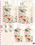 Takoy Panou cu croială 38 pentru geacă softshell damă peisaj floral vintage