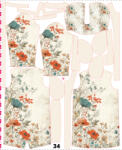 Takoy Panou cu croială 34 pentru geacă softshell damă peisaj floral vintage