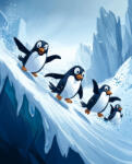 Alkotásutca Csúszdázó pingvinek - Számfestő készlet kereten 40x50