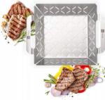 CE Grillkosár grillezés zöldség hús hal rozsdamentes acél 22x22x6cm (X000UYVZR1)