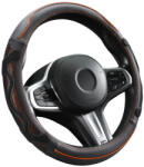 Autolife Genuine Leather Valódi bőr kormányvédő 38cm fekete-narancs DW-5002OR (00924)