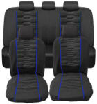 A-life Univerzális üléshuzat szett - Légzsákos - fekete színű, kék csíkokkal 9 részes (107690)
