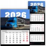  Háromrészes Naptár 2026 Év Függő Irodai Fali Teherautó Minták (Kalendarz 2026 Dla Truckera Mix Wz)