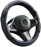 Autolife Genuine Leather Valódi bőr kormányvédő 38cm fekete-kék DW-5002BL (00917) - akcio-shop