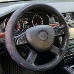 Autolife Műbőr kormányvédő 38cm fekete-pink 2394P (2394P) - akcio-shop