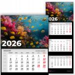 Plaka_TY Háromrészes Fali Naptár 2026 Irodai Év Lógó Tengeri Halak Minták (Kalendarz Rok 2026 Ryby Morskie Mix Wz)