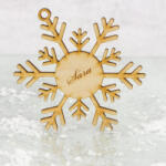  Natúr fa - Egyedi gravíros hópehely karácsonyfa dísz 2 soros - papelito