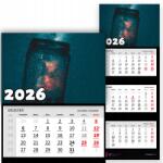  Háromrészes Naptár 2026 Irodai Kozmosz Stílus Űrhajós Csillagok Minták (KALENDARZ KOSMOS STYL ASTRONAUTA GWIAZDY WZ)