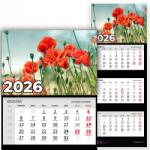 Plaka_TY Háromrészes Falinaptár 2026 Irodai Év Függő Pipacsok Mix Minták (Kalendarz 2026 Rok Maki Wz)
