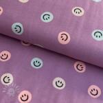  Pamutvászon FLANNEL Happy faces lavender