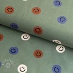  Pamutvászon FLANNEL Happy faces army green