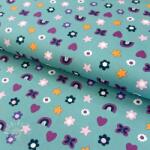  Pamutvászon Love light petrol