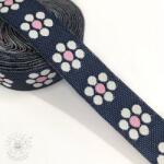  Szalag Jeans flowers light pink