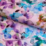  Lenvászon pamuttal Aquarel leaves RAMIE purple digital print