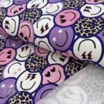  Szabadidő anyag Happy faces purple digital print