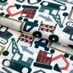  Pamutvászon Vehicles off white digital print