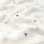  Kabát anyag TEDDY EMBROIDERY Hearts ecru