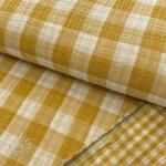  Dupla géz/muszlin Double sided CHECKS MINI ochre