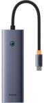 Baseus UltraJoy 6 az 1-ben USB-C Hub, HDMI 4K@30Hz, 3xUSB 3.0, PD, RJ45 (szürke)