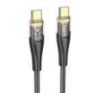 hoco. adatkábel (Type-C - Type-C, 60W, PD gyorstöltő, 120cm, LED jelzés, cipőfűző) FEKETE (U121) (U121)