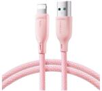 JOYROOM adatkábel, usb - lightning, 3a, gyorstöltő, 100cm, cipőfüző, rózsaszín, kompatibilis: Apple IPAD 2 / iPhone 5 / iPhone 5S (SA34-AL3PINK)