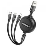 hoco. Cablu Incarcare USB-A - Lightning / microUSB / USB-C HOCO X75 3in1, 18W, 1m, Negru - gsmnet