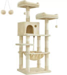FEANDREA Macska kaparófa, cicaházzal, plüss pihenőhelyekkel, bézs 143x55x45cm (PCT15BE) - mono-shop
