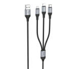 hoco. X102 töltőkábel 3in1 (USB - lightning/microUSB/Type-C, 2.4A, 100cm, cipőfűző) FEKETE (X102_B) (X102_B)