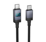 hoco. X118 adatkábel (Type-C - Type-C, 60W, gyorstöltő, 100cm, LED kijelző, cipőfűző) FEKETE (X118_C_C_B) (X118_C_C_B)