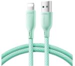 JOYROOM adatkábel, usb - lightning, 3a, gyorstöltő, 100cm, cipőfüző, világoszöld, kompatibilis: Apple IPAD mini / IPAD mini 4 / iPhone 6S 4.7 (SA34-AL3G)