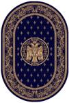 LOTOS Covor Oval Bisericesc Lotos 15032-810, Imprimeu cu Vultur Bicefal, Marime 150 x 230 cm, Albastru, Inaltime Fir 8 mm, Antialergic, Polipropilena, Manastire, Biserica, Altar, Naos, Pronaos, Capela Covor