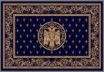 LOTOS Covor Bisericesc Lotos 15077-810, Imprimeu cu Vultur Bicefal, Marime 200 x 300 cm, Albastru, Inaltime Fir 8 mm, Antialergic, Polipropilena, Manastire, Biserica, Altar, Naos, Pronaos, Capela Covor