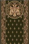 LOTOS Traversa Bisericeasca Lotos 15032-310, Imprimeu cu Vultur Bicefal, Latime 1.2m, Marime 120 x 1900 cm, Verde, Inaltime Fir 8 mm, Festonata Surfilata Tivita, Antialergica, Polipropilena, Manastire Covor