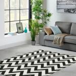 Dream Covor Black White 18001-900, Marime 160 x 230 cm, Alb, Negru, Inaltime Fir 8 mm, Antialergic, Polipropilena, Living, Dormitor, Sufragerie, Birou Covor