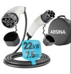  Absina 22kW, 32A, 3 fázisú, 7, 5m elektromos autó töltőkábel (52-231-1007)