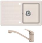 Evido Home 45S gránit mosogató bézs + EVIDO PINGUIN csaptelep bézs (105546SET) - konyhanet