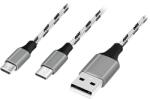 LogiLink USB 2.0 kábel, USB-A/M - Micro-USB + USB-C, fehér/fekete, 1, 2 m (CU0202) (CU0202) (CU0202)