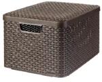 Keter Curver: Rattan hatású kosár tetővel, 30l, sötétbarna, CURVER "Style L (205861)