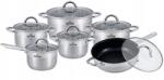 Zilner Set de oale de gătit din 12 piese Zilner ZL-8107, Oțel inoxidabil, Fund în 5 straturi, Capace de sticlă, Inox